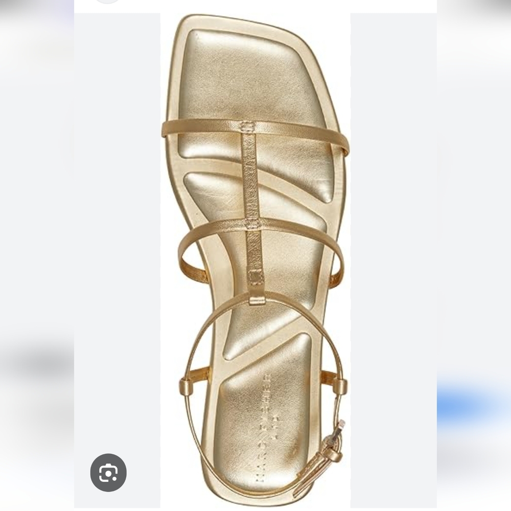 New Marc Fisher Metallic Gold Strappy T-Bar Sandal Size 6.5